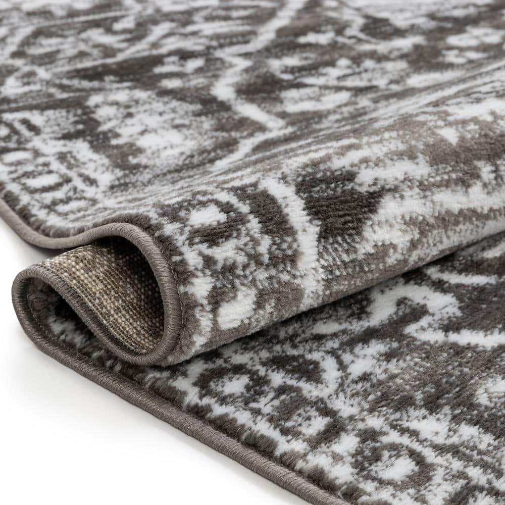Vintage Bohemian Floral Gray Soft Runner Rug 2'7" x 9'10"