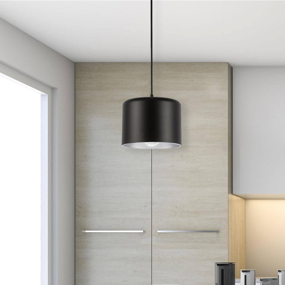 Dainolite - Emilia - 1 Light Pendant-Polished Chrome Finish-Matte Black/Silver