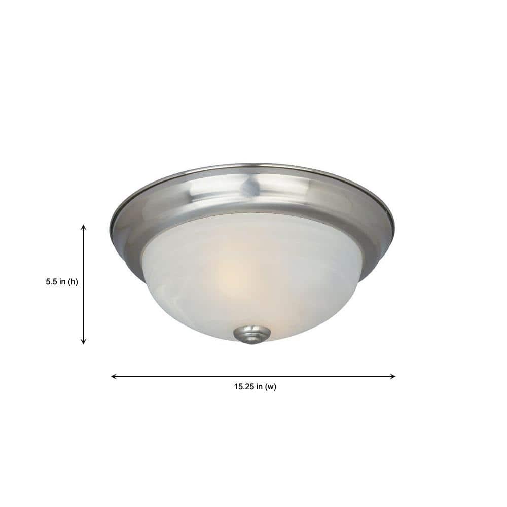 Designers Fountain 15 inch Large 3-Light Satin Platinum Flush Mount Ceiling Light, 1257L-SP-AL