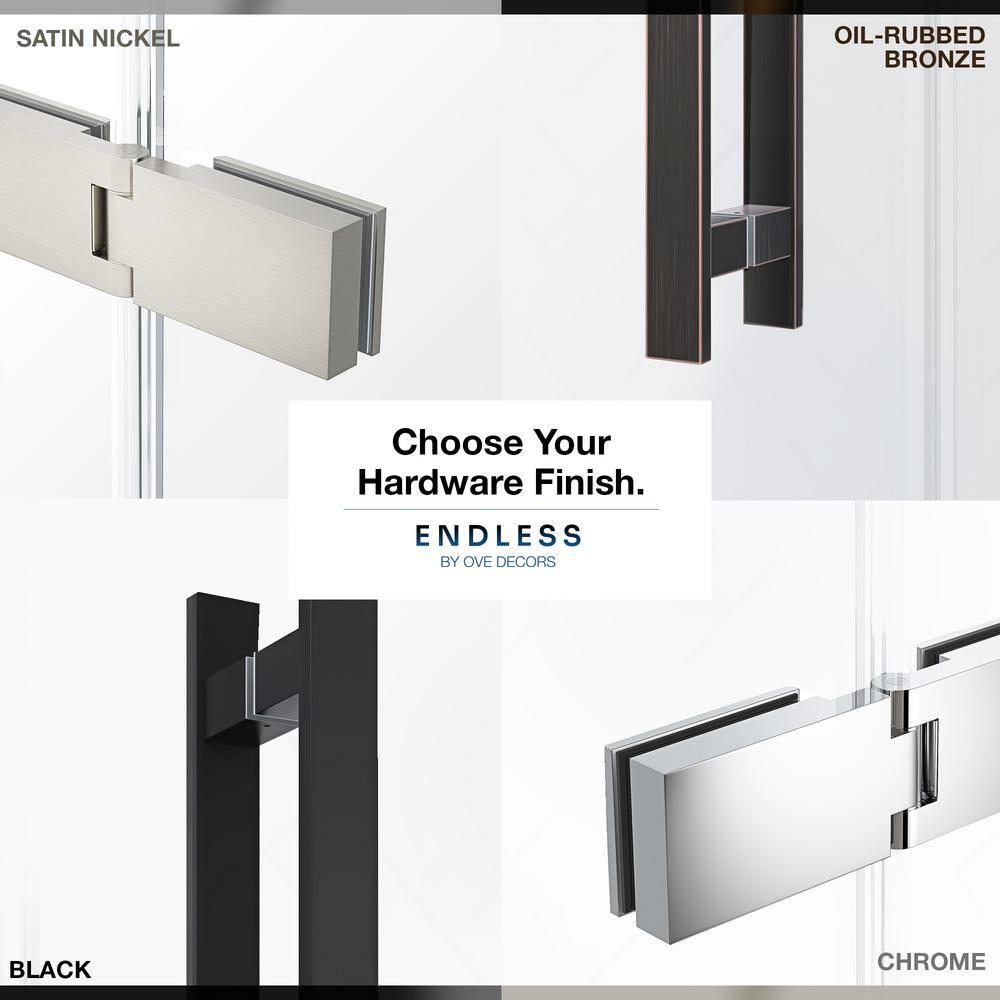 Endless Tampa 60" W x 72" H Corner Frameless Shower Kit, Door, 2 Panel, Base