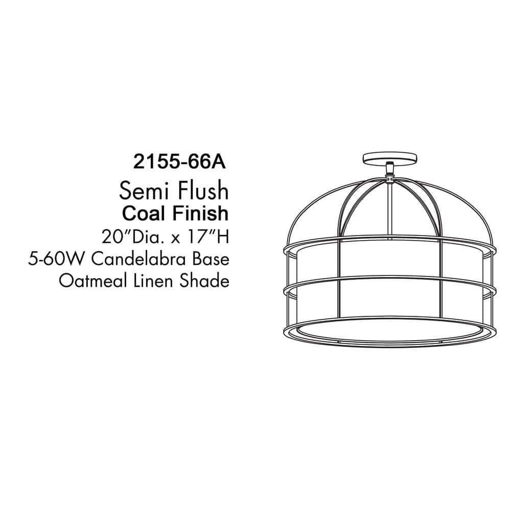 2155-66A-Minka Lavery-Gateway Park - 5 Light Convertible Pendant-15 Inches Tall and 20 Inches Wide-Coal Finish