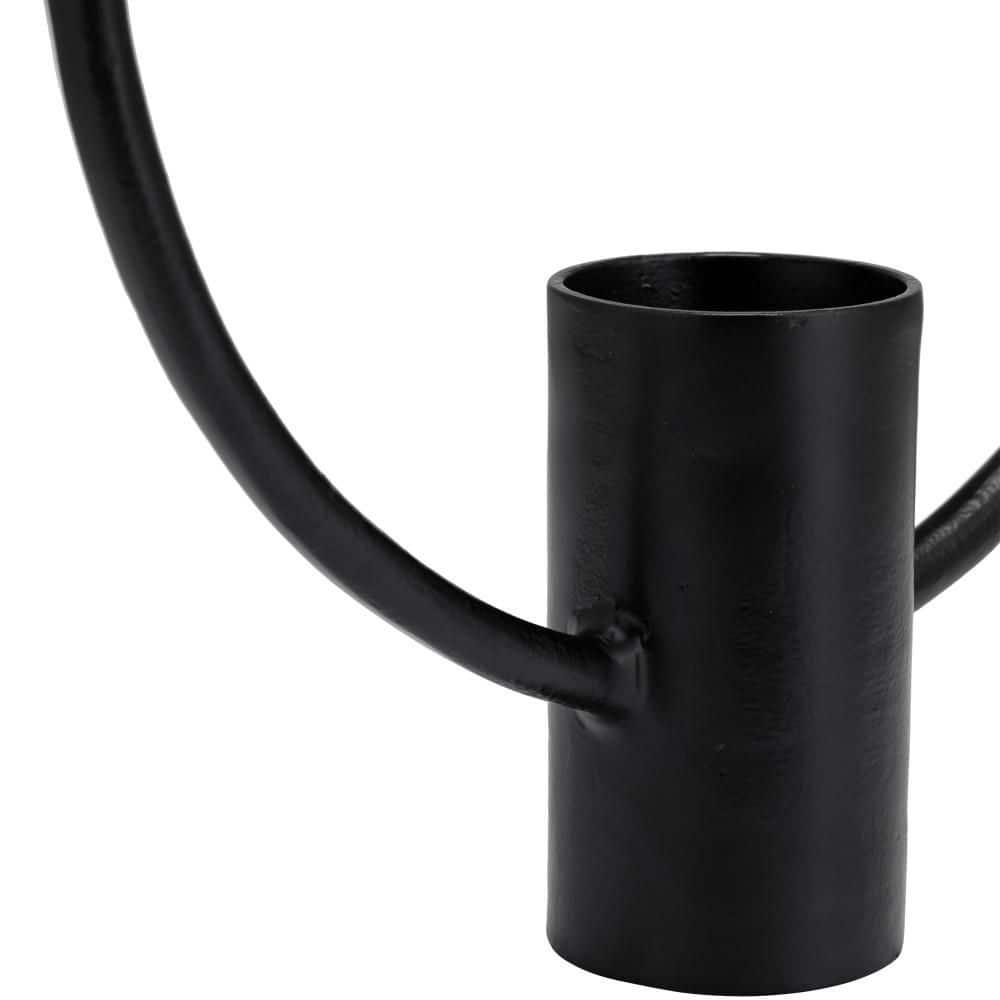 Sagebrook Home Set of 2 Metal Decorative Ring Candle Holders - Contemporary Abstract Black Aluminum Ring