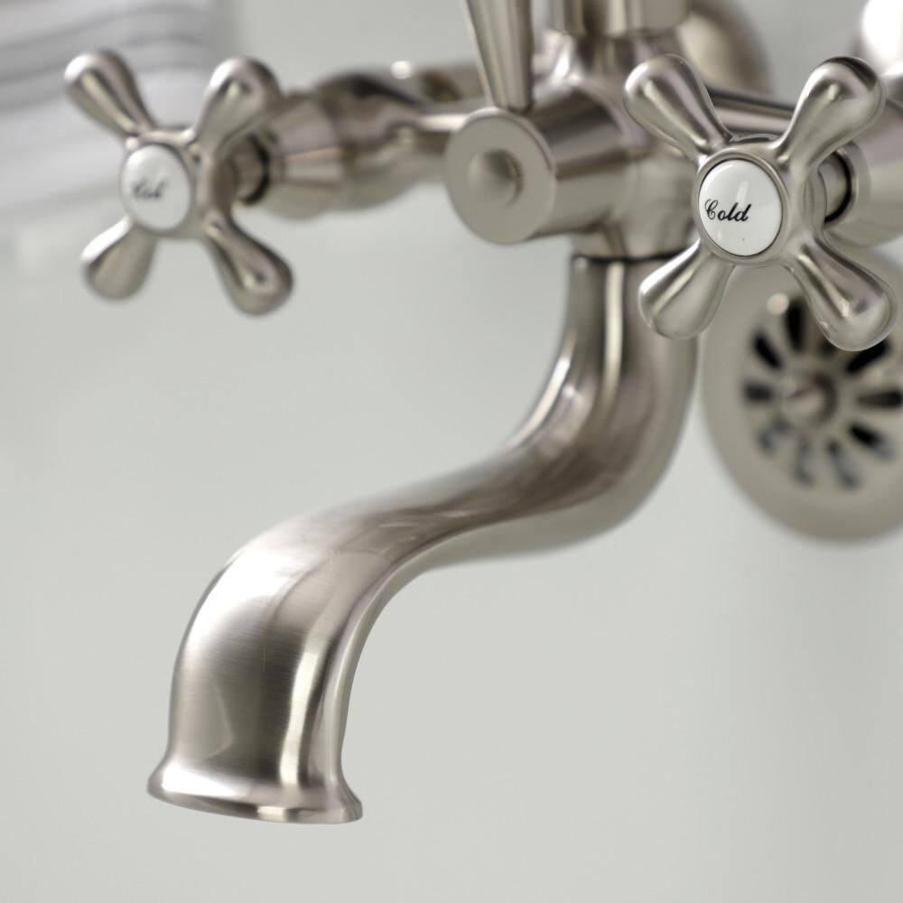 Kingston Brass Kingston Three-Handle 2-Hole Tub Wall Mount Clawfoot Tub Faucet with Handshower