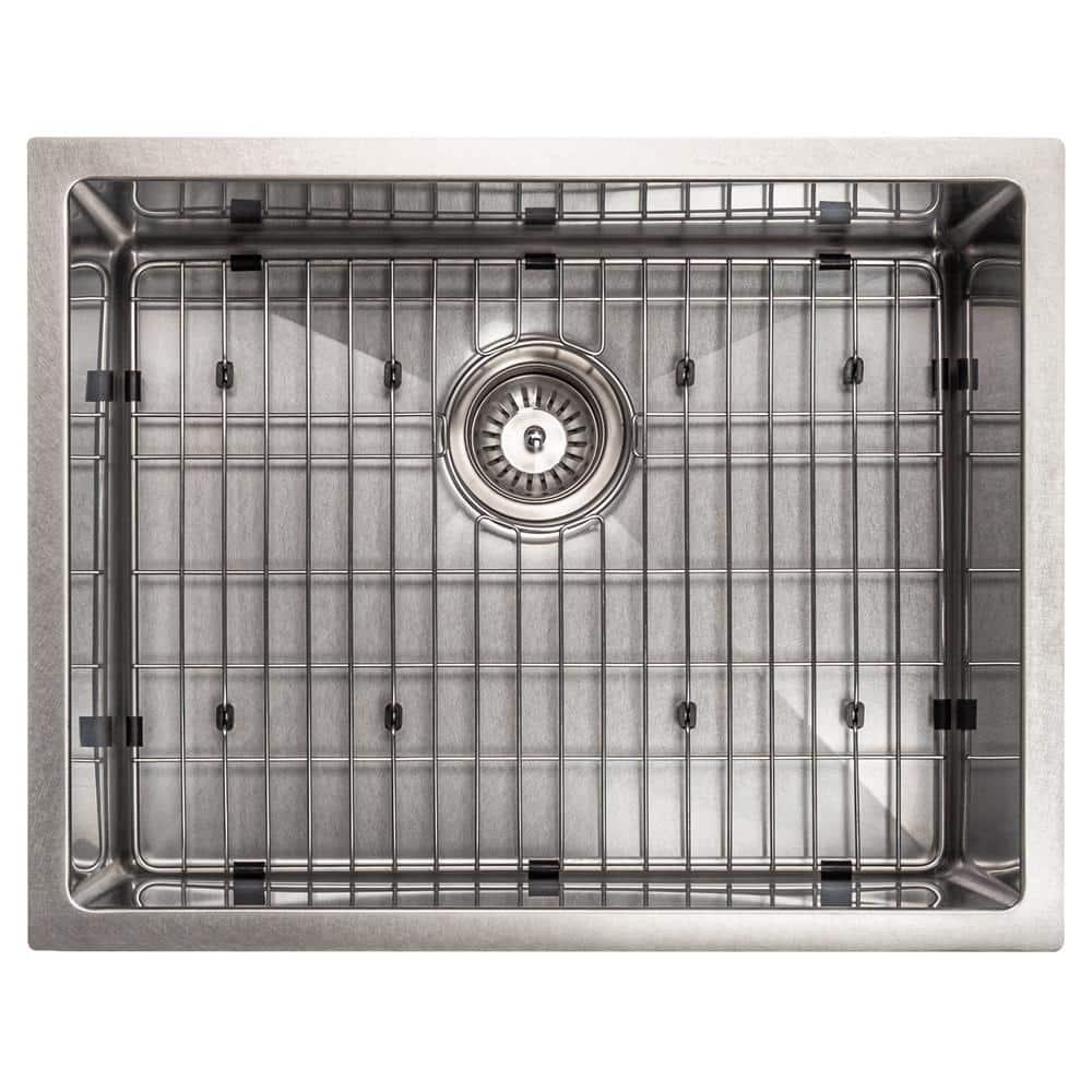 ZLINE 23 in. Meribel Undermount Single Bowl DuraSnow Stainless Steel Kitchen Sink W/ Bottom Grid (SRS-23S)