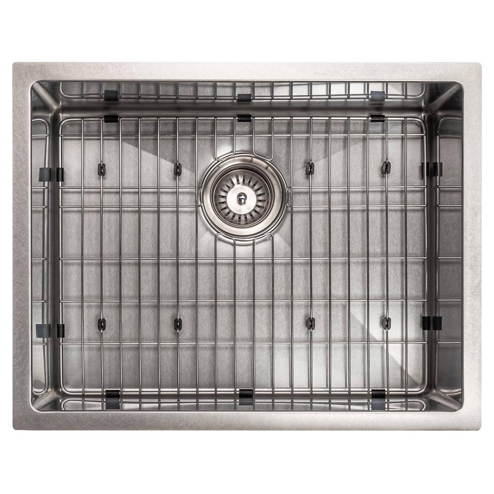 ZLINE 23 in. Meribel Undermount Single Bowl DuraSnow Stainless Steel Kitchen Sink W/ Bottom Grid (SRS-23S)