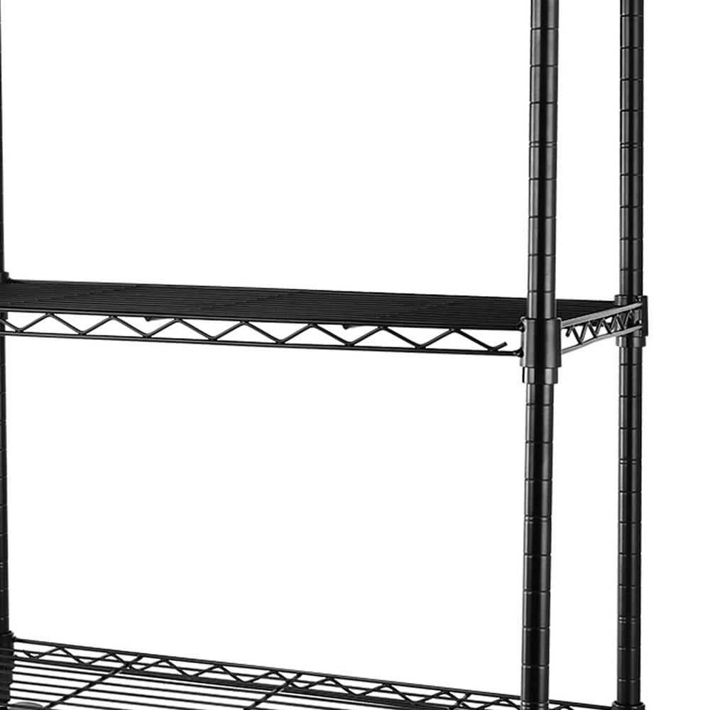 Black Adjustable 3-Tier Metal Wire Shelving Unit with Wheels