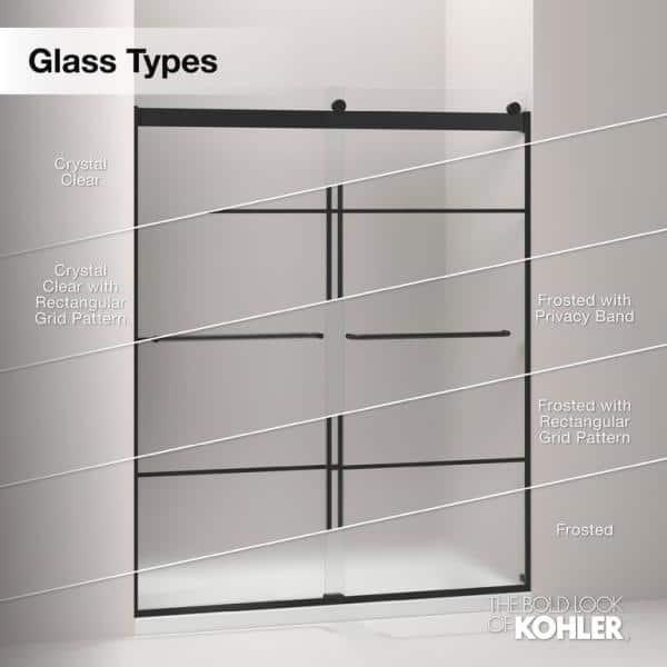 Elate Sliding Shower Door, 70-1/2-In H X 56-1/4 - 59-5/8-In W, With 1/4-In Thick Crystal Clear Glass