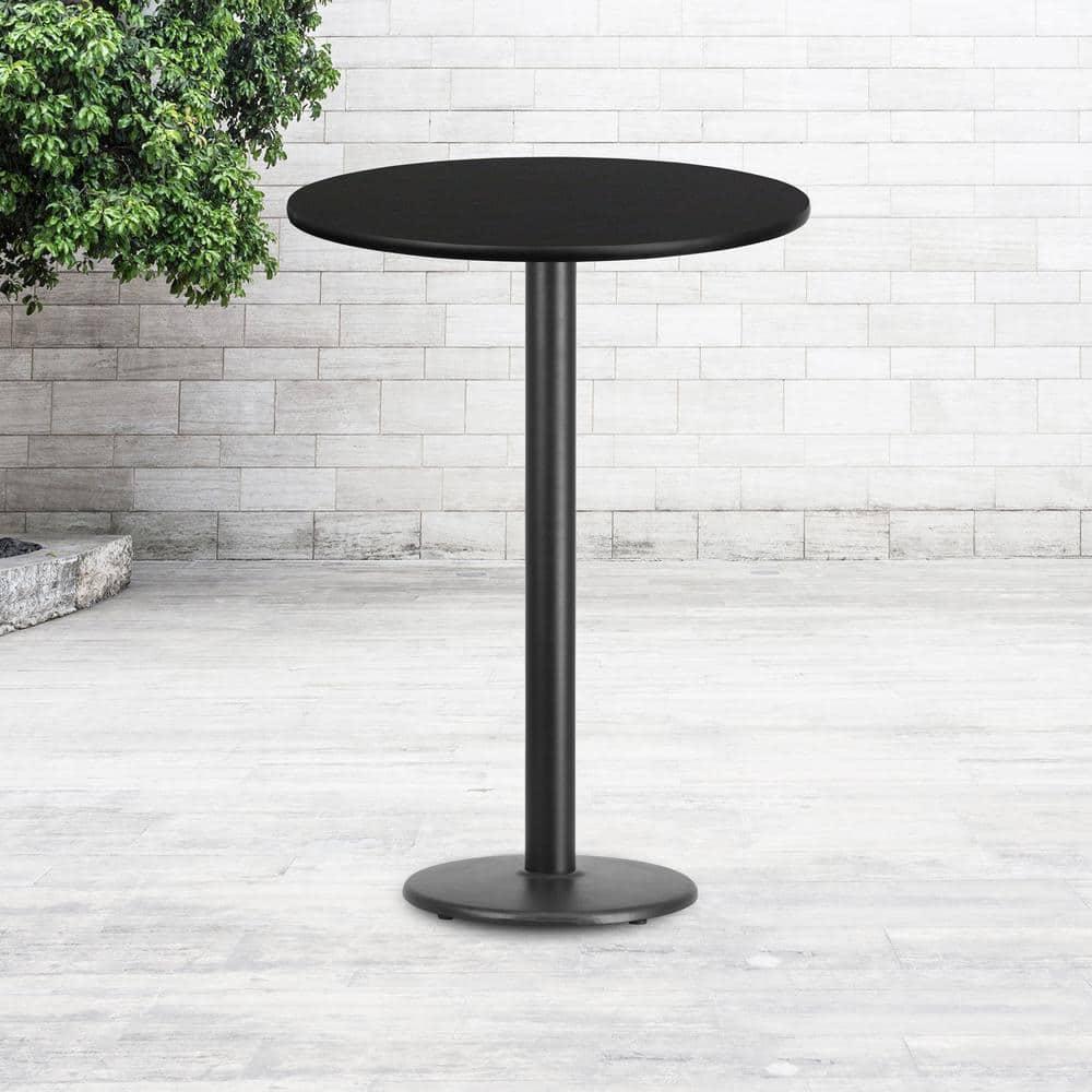Flash Furniture Stiles 30'' Round Black Laminate Table Top with 18'' Round Bar Height Table Base