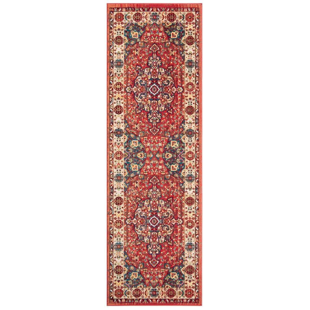 Kashan KSN305 Power Loomed Runner Rug - Red/Ivory - 2'6"x8' - Safavieh