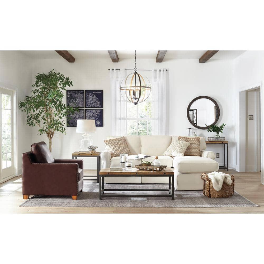 Calhoun 24" Steel Cage Globe Chandelier in Cerused Oak