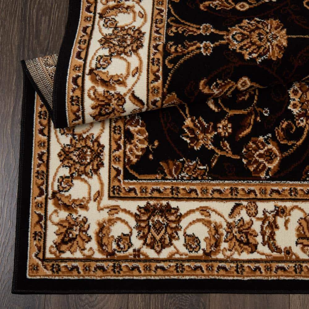 Home Dynamix Ariana Badah Damask Border Area Rug, Black/Ivory, 3-Piece Set