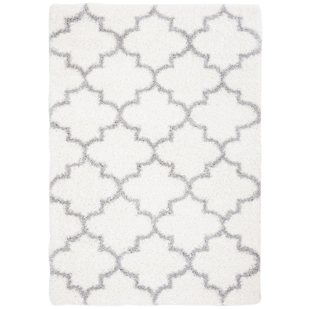 Fontana Shag 800 FNT818 Power Loomed Indoor Area Rug - Cream/Grey - 4'x6' - Safavieh