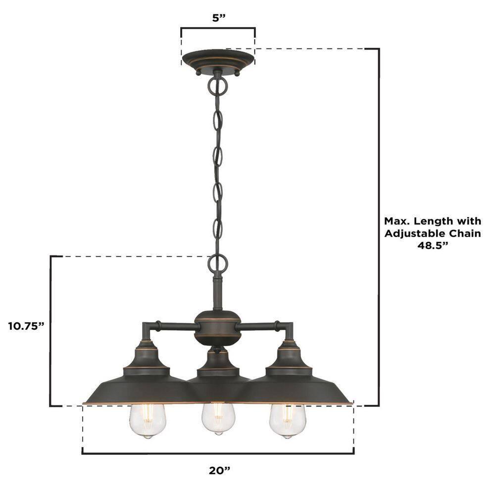 Westinghouse Westinghouse Lighting 6129200 Iron Hill Vintage-Style Three Light Indoor Chandelier/Semi-Flush Mount Ceiling Fixture, Oil-Rubbed Bronze Finish with Highlights