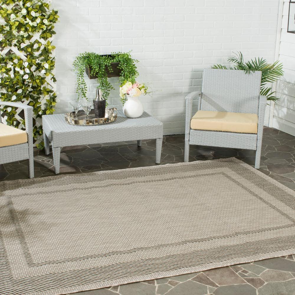 Courtyard CY8477 Power Loomed Indoor/Outdoor Area Rug - Beige/Black - 8'9"x11'9" - Safavieh.