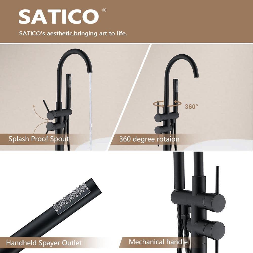 PENGFANG WORLDWIDE LLC Double Handle Floor Mounted Tub Filler With Handshower P017MBTF