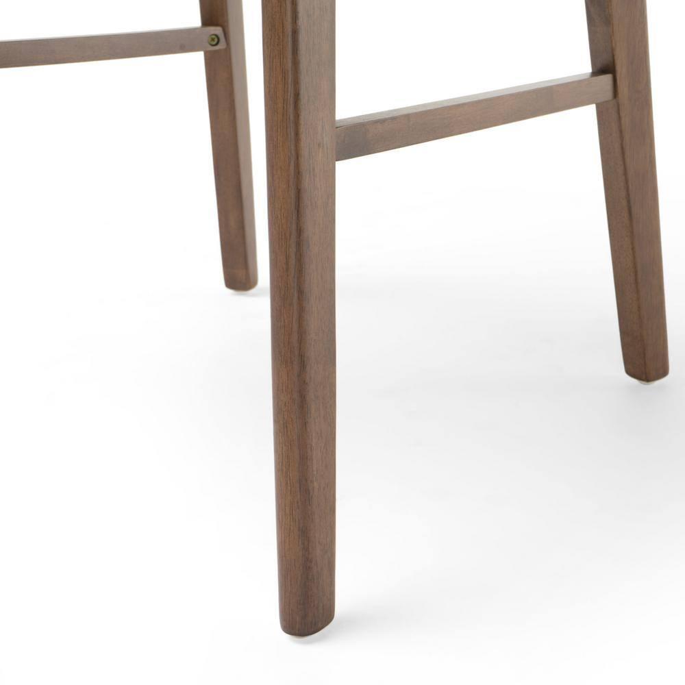 Emmeline High-Back Ladderback Light Beige Fabric Dining Chairs, Walnut Finish - Set of 2