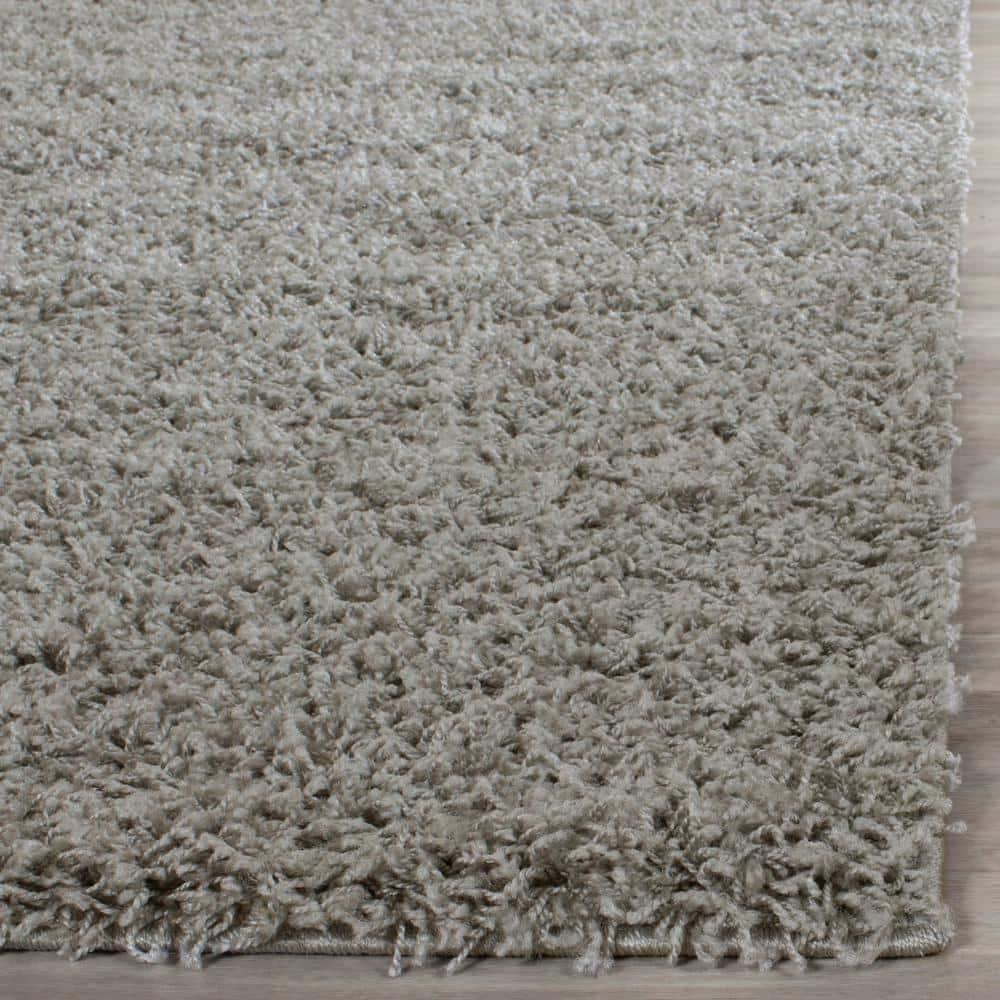 SAFAVIEH Athens Solid Plush Shag Area Rug, Light Grey, 9' x 12'
