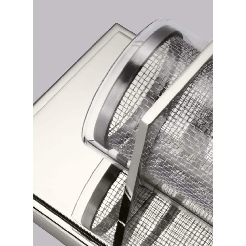 Polished Nickel Cylinder Dimmable Wall Sconce with Clear Glass Shade