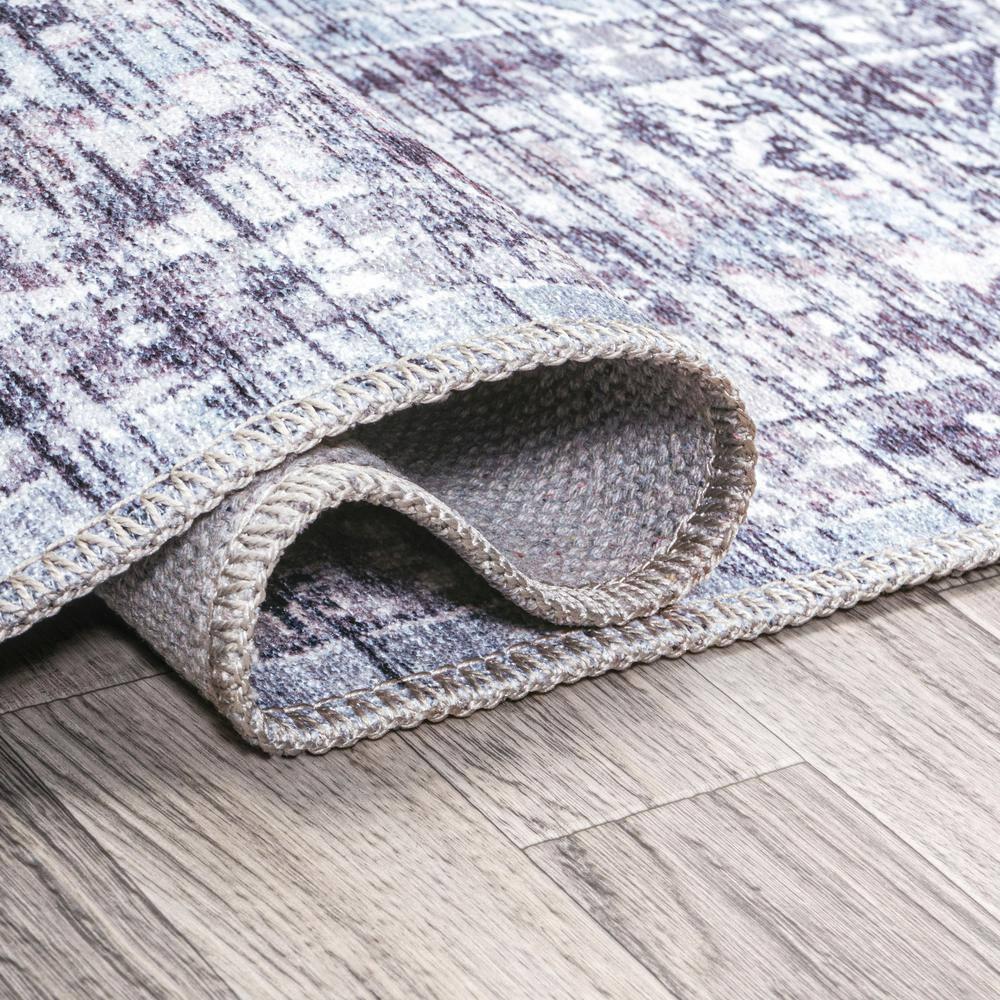 2' x 8' Didim Boho Gray Medallion Machine Washable Indoor/Outdoor Runner Rug, Gray/Purple - JONATHAN Y
