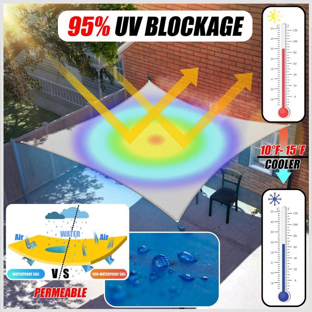 ColourTree Colourtree Triangle Waterproof Sun Shade Sail With Installation Winch Kit