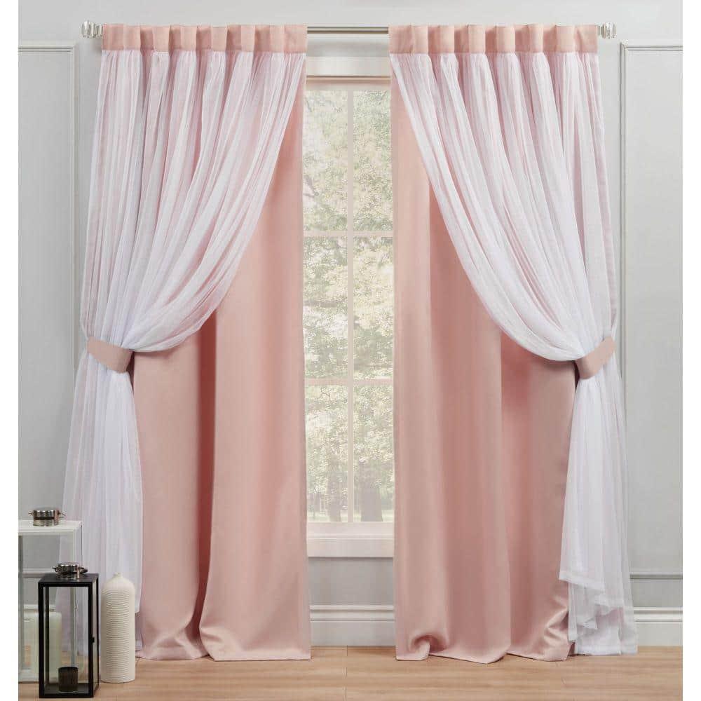 Amalgamated Textiles Exclusive Home Catarina Layered Solid Room Darkening and Sheer Hidden Tab/Rod Pocket Top Curtain Panel Pair (Set of 2)