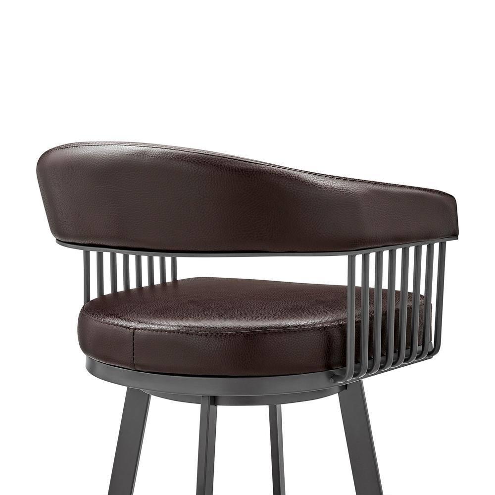 26 in. Chelsea Counter Height Swivel Bar Stool in Java Brown Finish & Chocolate Faux Leather