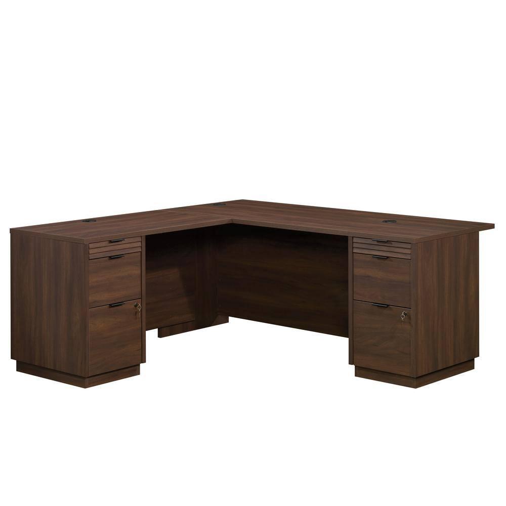 Executive Corner L-Desk in Spiced Mahogany with Filing Drawers