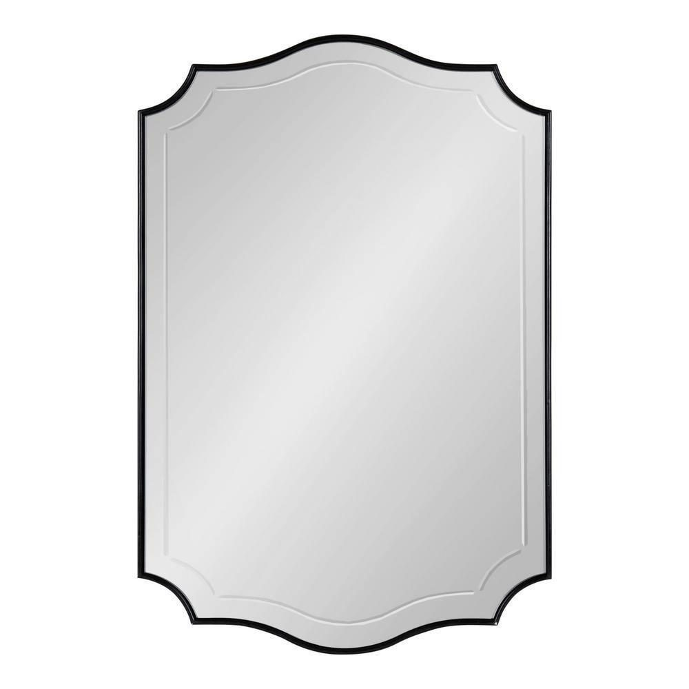 20" x 30" Hollyn Decorative Framed Wall Mirror Black - Kate & Laurel All Things Decor: Scalloped Edge, V-Groove, Hangs Both Ways