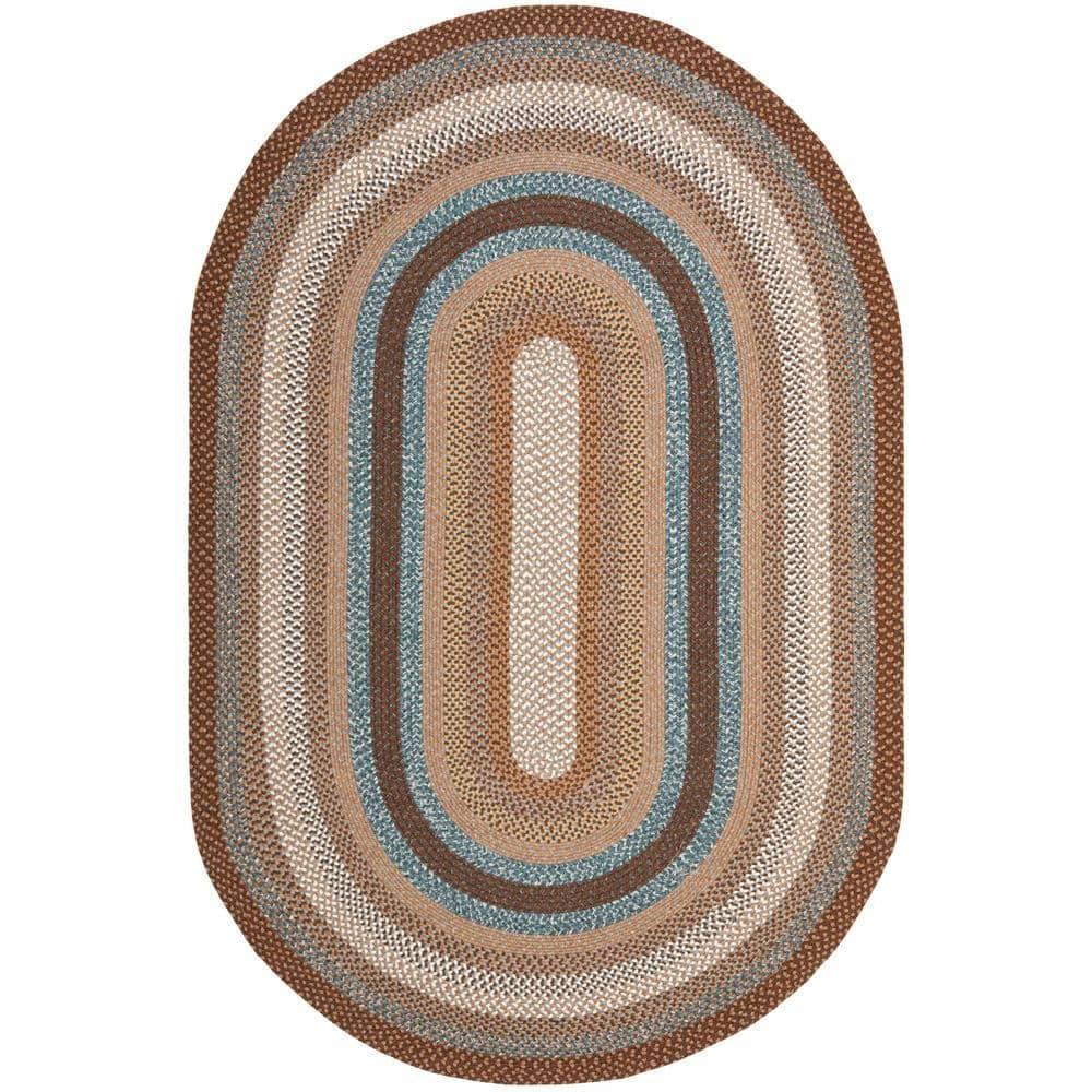 Braided BRD313 Hand Woven Area Rug - Brown/Multi - 6'x9' Oval - Safavieh.