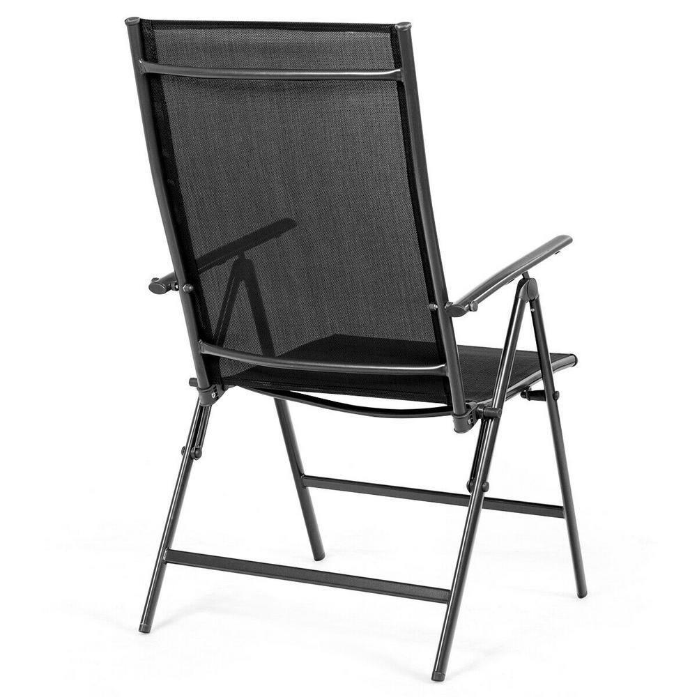 Costway Set of 2 Patio Folding Chair Recliner Adjustable  Black