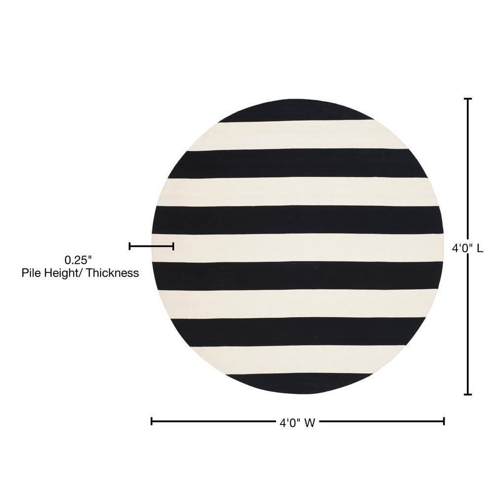 Montauk MTK712 Hand Woven Area Rug - Black/Ivory - 4' round - Safavieh.
