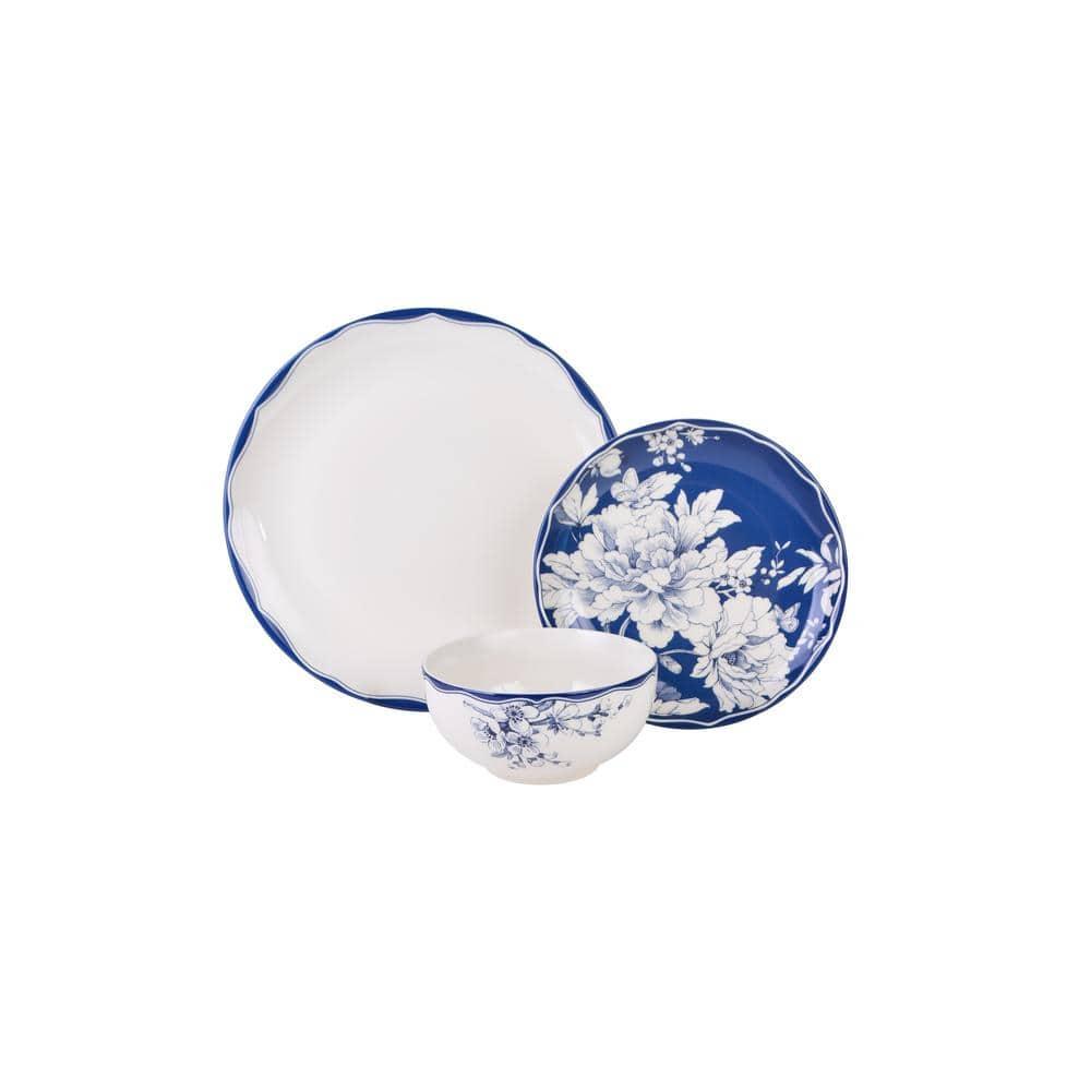 222 Fifth 222 Fifth Brittany 12-Piece Porcelain Dinnerware Set - Service For 4, Plate & Bowl Set