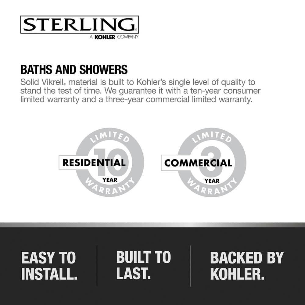 Ensemble 48 in. x 34 in. Single Threshold Shower Floor in White