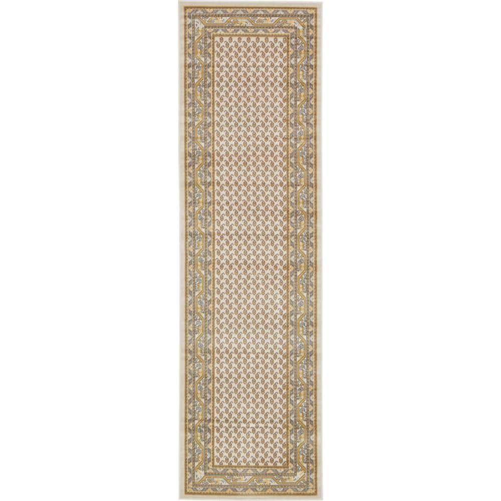 Unique Loom Williamsburg Collection Area Rug - Allover (2' 9" x 9' 10" Runner Beige/Gold)