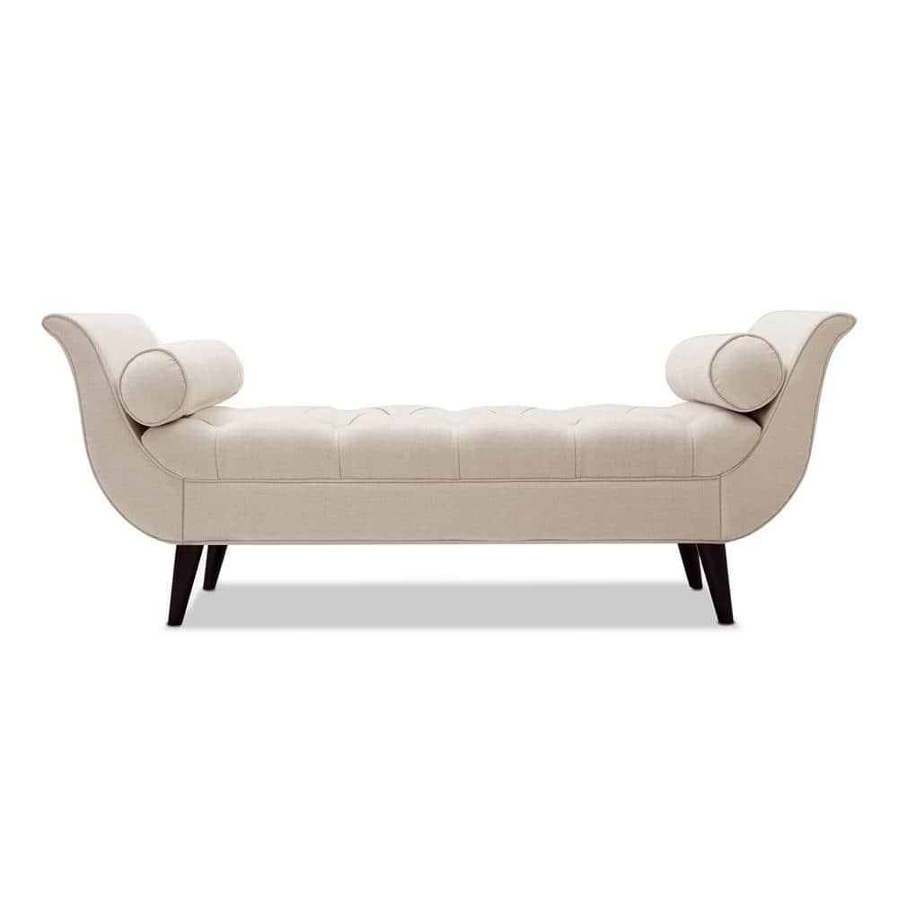 Alma Tufted Flare Arm Entryway Bench, Sky Neutral