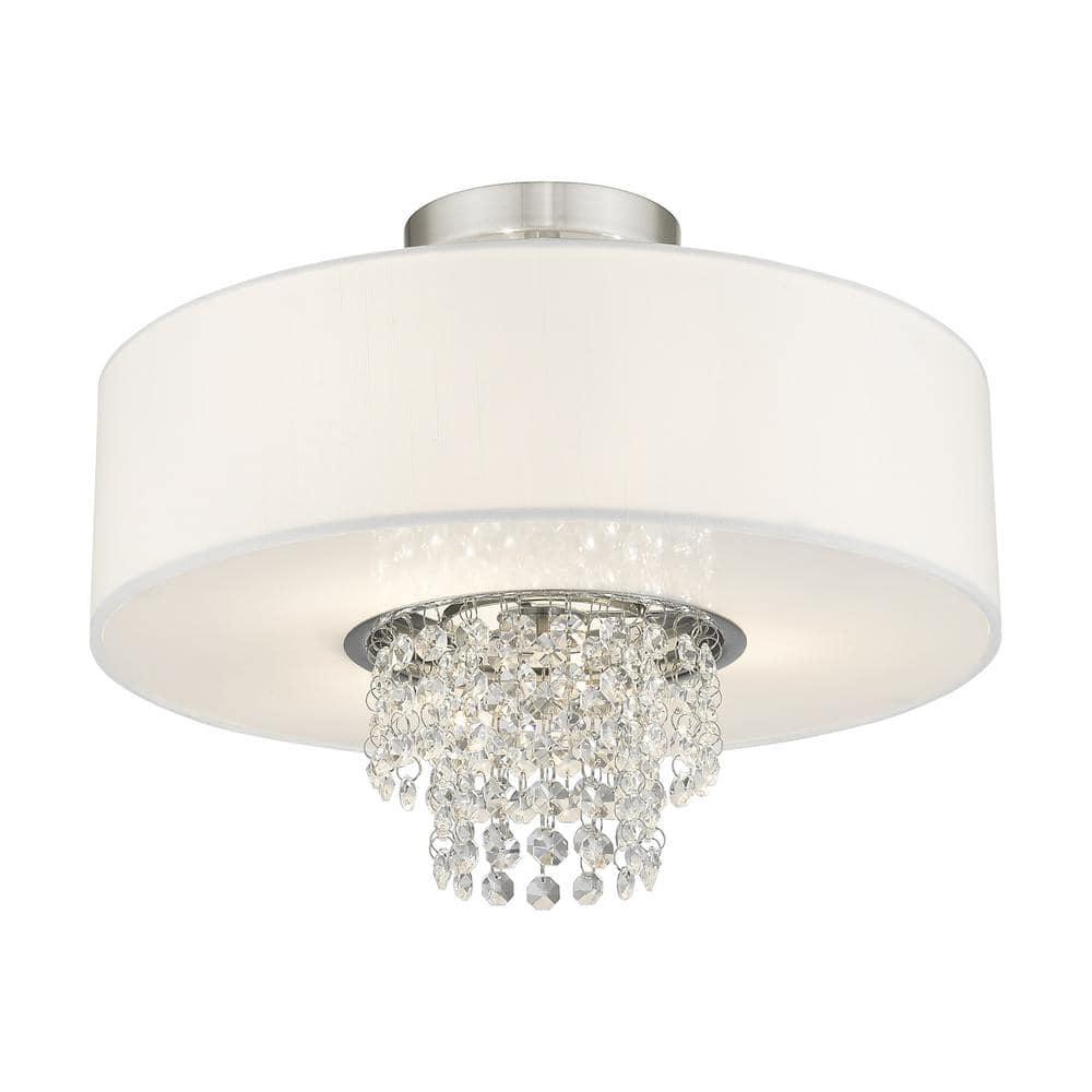 Livex Lighting Carlisle 3 - Light Semi-Flush Mount in  Brushed Nickel