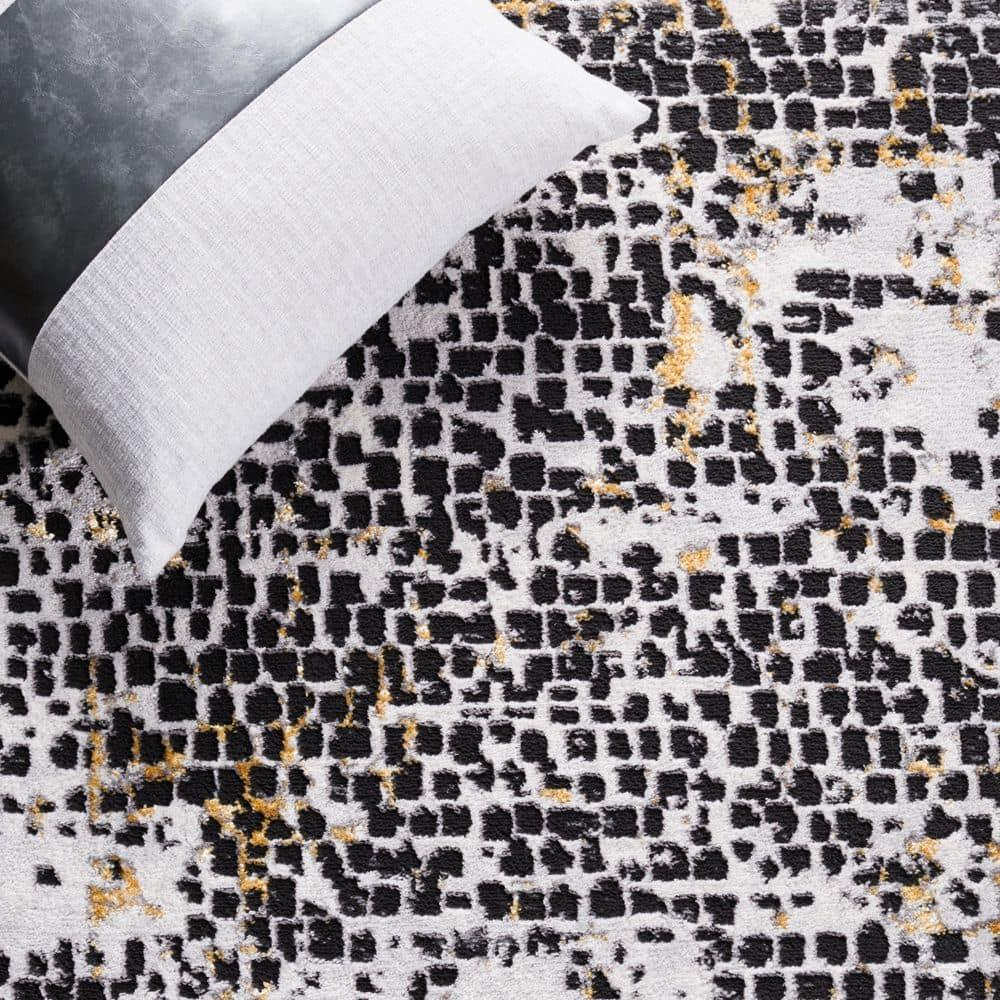 Amelia ALA254 Power Loomed Runner Rug - Charcoal/Gold - 2'x8' - Safavieh.