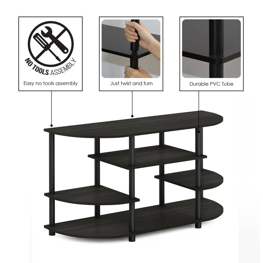 Furinno Simple Design TV Stand for TVs up to 44" Console Table Media Entertainment Center Bookcase Shelves for Living Room,Espresso