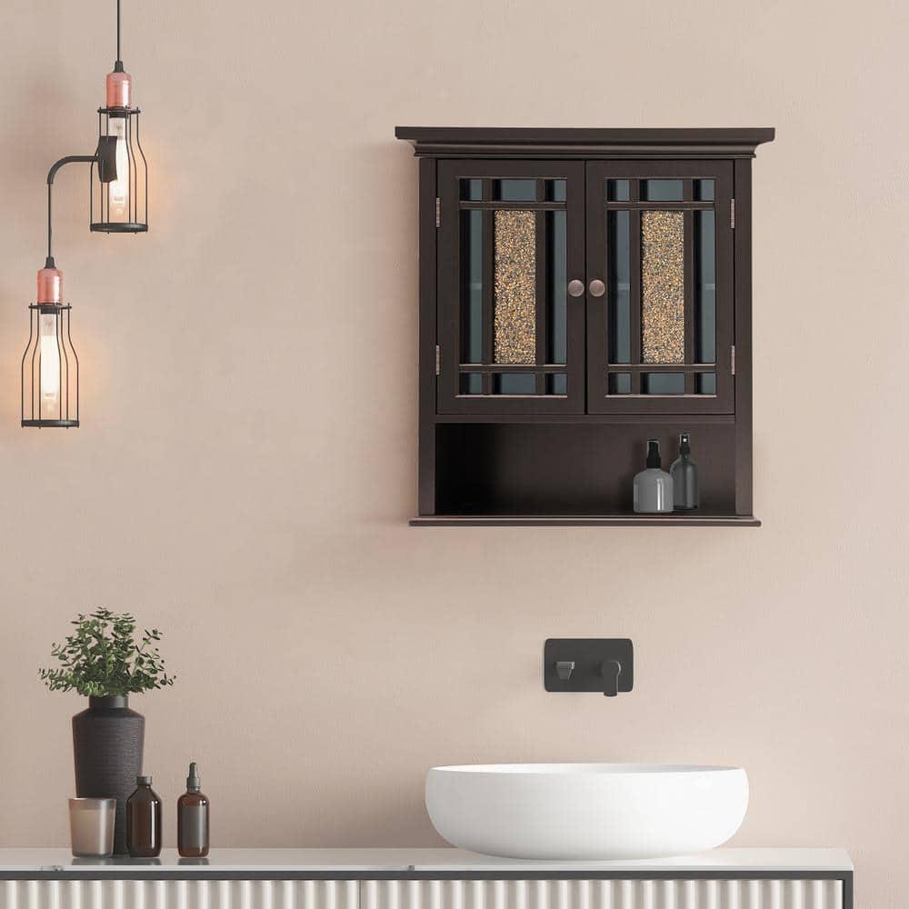 Windsor Wall Cabinet Brown - Elegant Home Fashions: Over Toilet Storage, Adjustable Shelves, MDF Composite