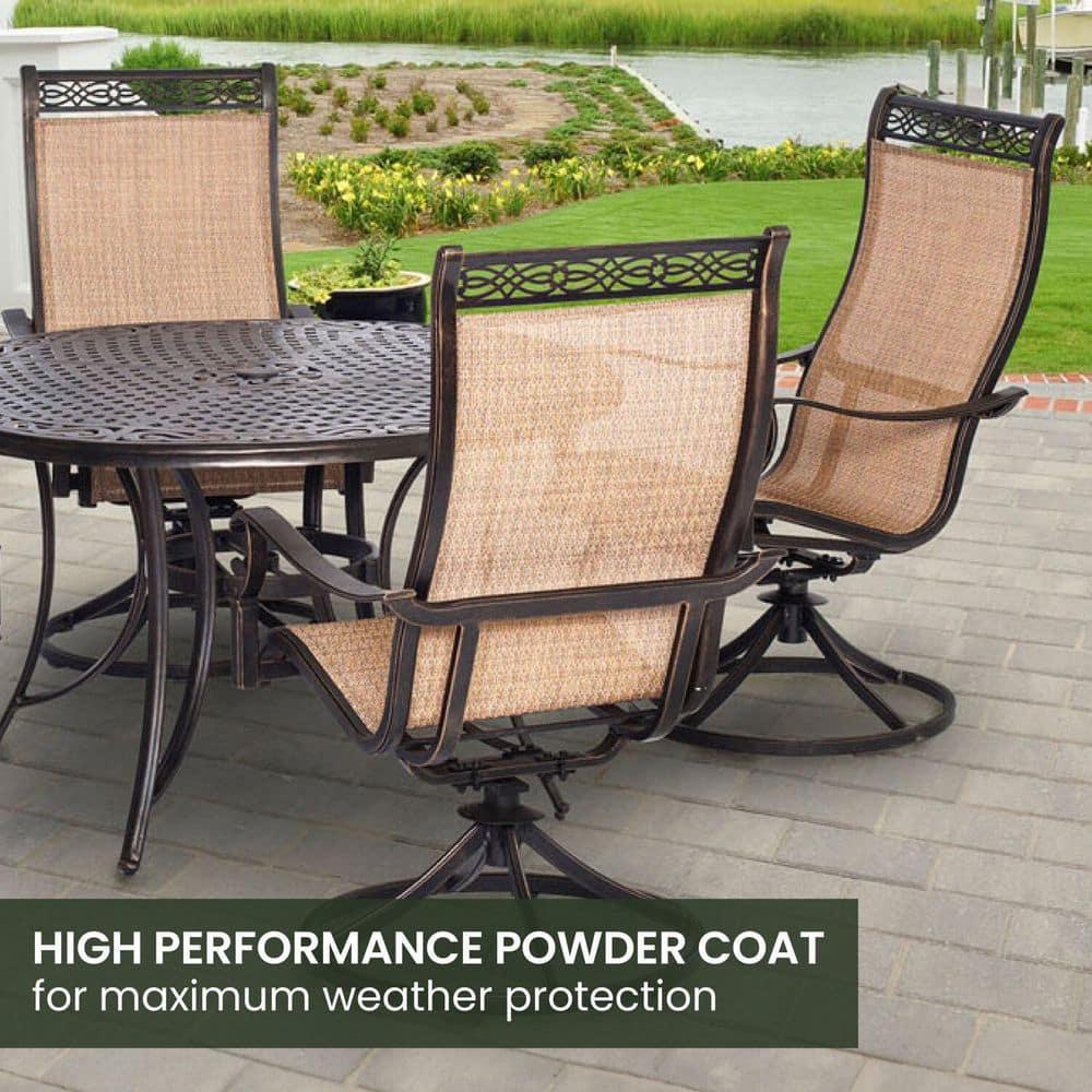 Hanover Manor 5-Piece Adult Modern PVC Aluminum Round Patio Dining Set Cast Sling