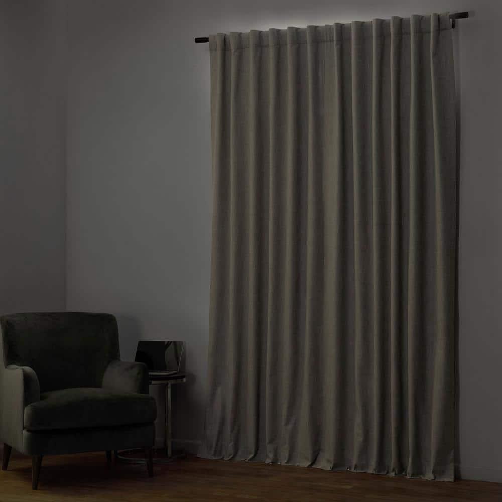 Exclusive Fabrics  Performance Linen Extrawide Hotel Blackout Curtain (1 Panel) 100 X 108 - Dark Greige