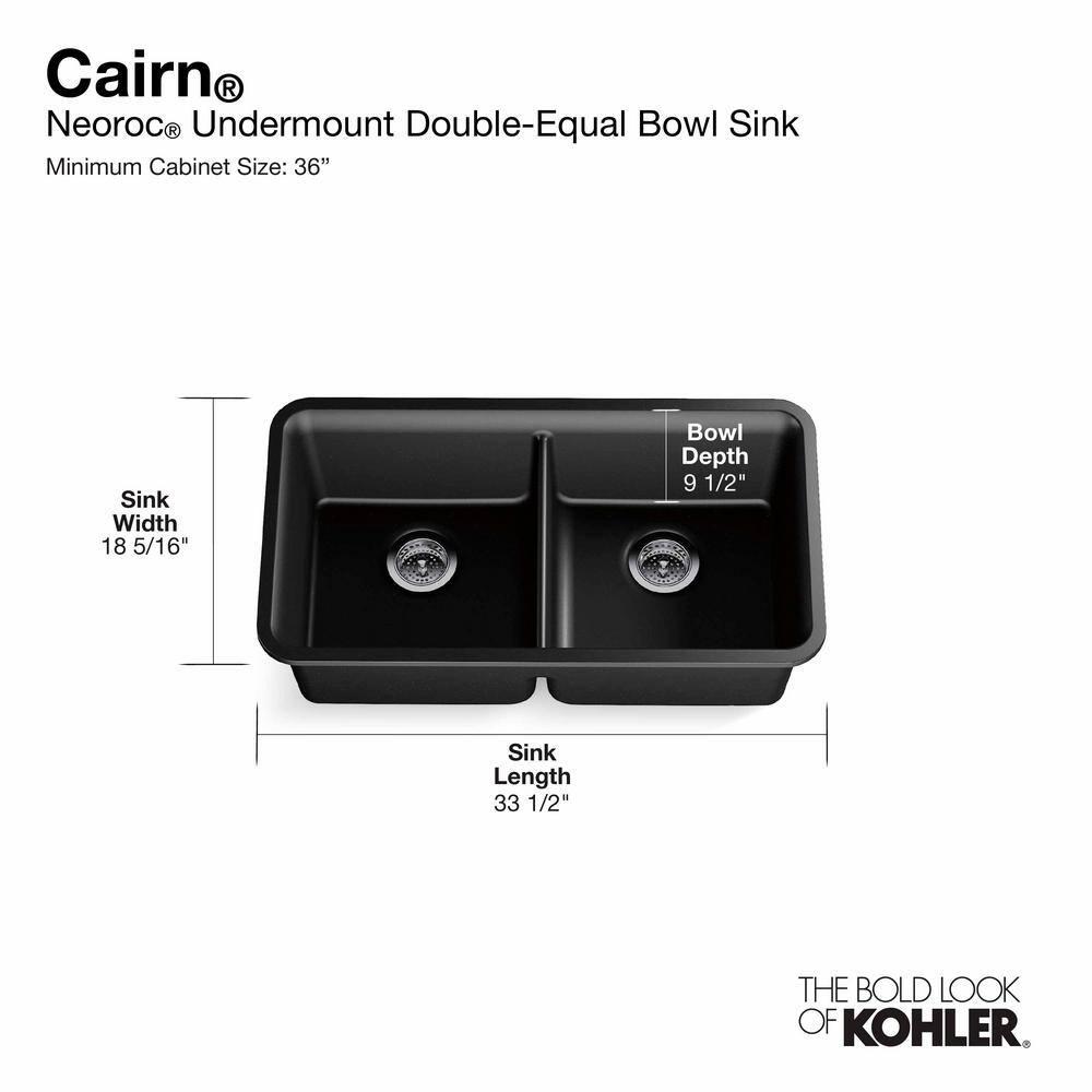 Cairn® 34" L x 18" W Under-Mount Double-Equal Kitchen Sink