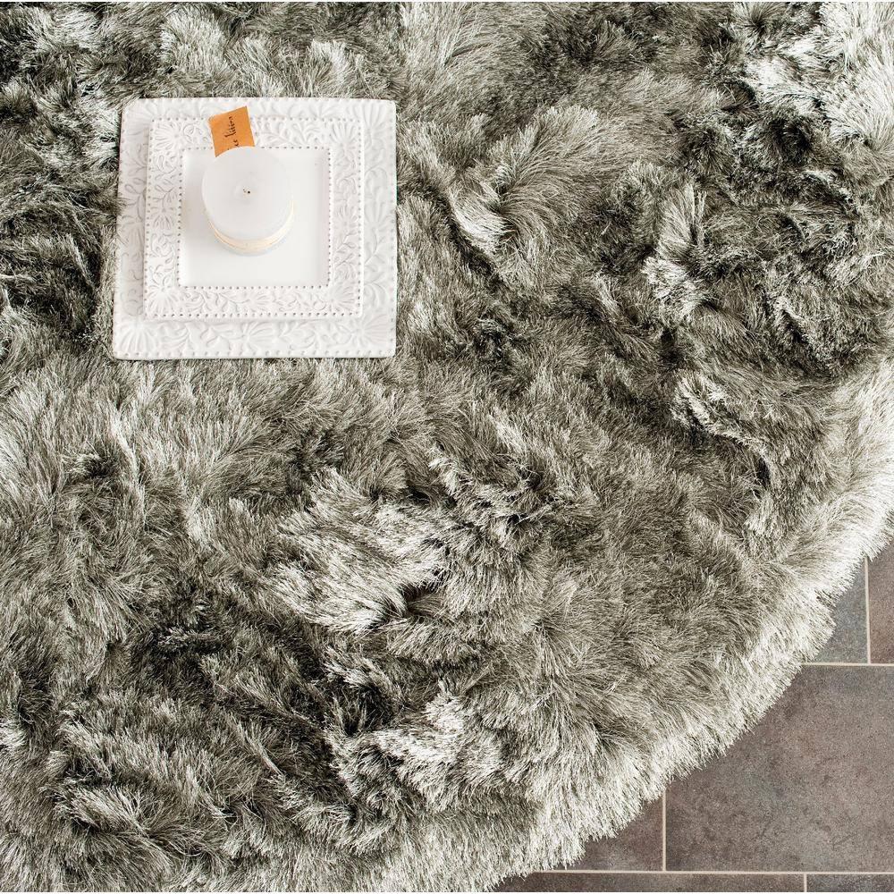 Shag SG511 Hand Tufted Area Rug - Silver - 5' round - Safavieh.