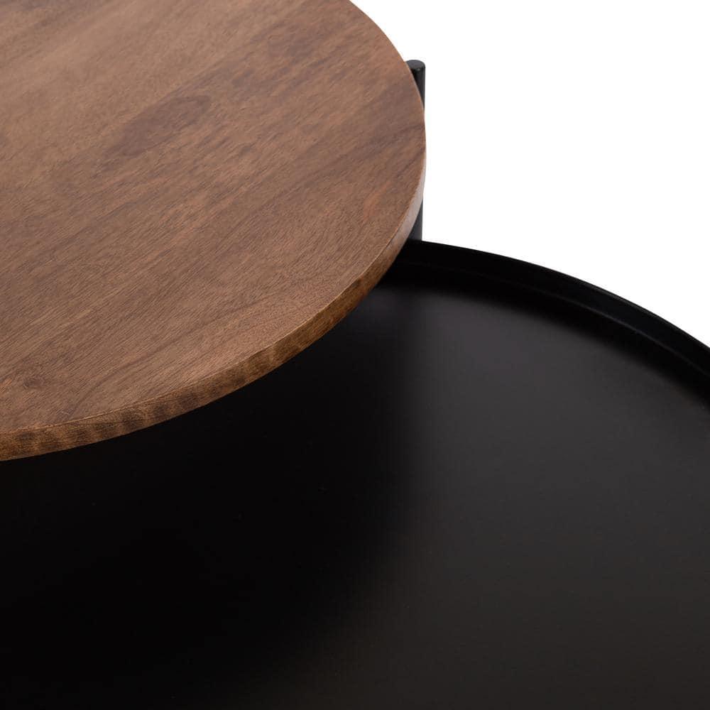 Ulani Modern Round Nesting Tables with Mango Wood and Metal Frame