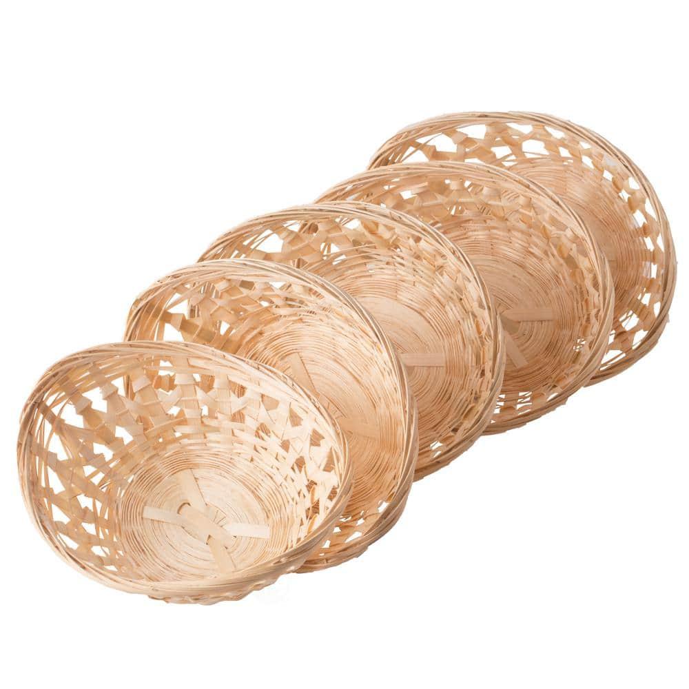 Vintiquewise Set of 5 Natural Bamboo Oval Storage Bread Basket Storage Display Trays