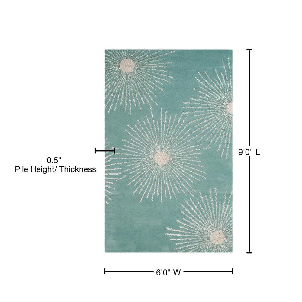 Soho SOH712 Hand Tufted Indoor Area Rug - Light Teal/Multi - 6'x9' - Safavieh.