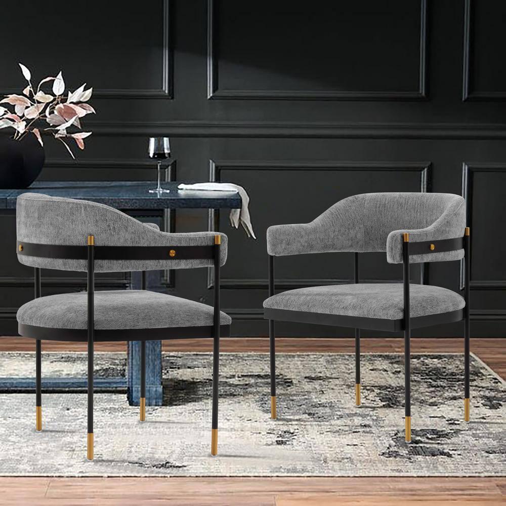 Lia Modern Boucle Upholstered Dining Armchair Gray - Manhattan Comfort: Brushed Gold Accents, No Assembly Required