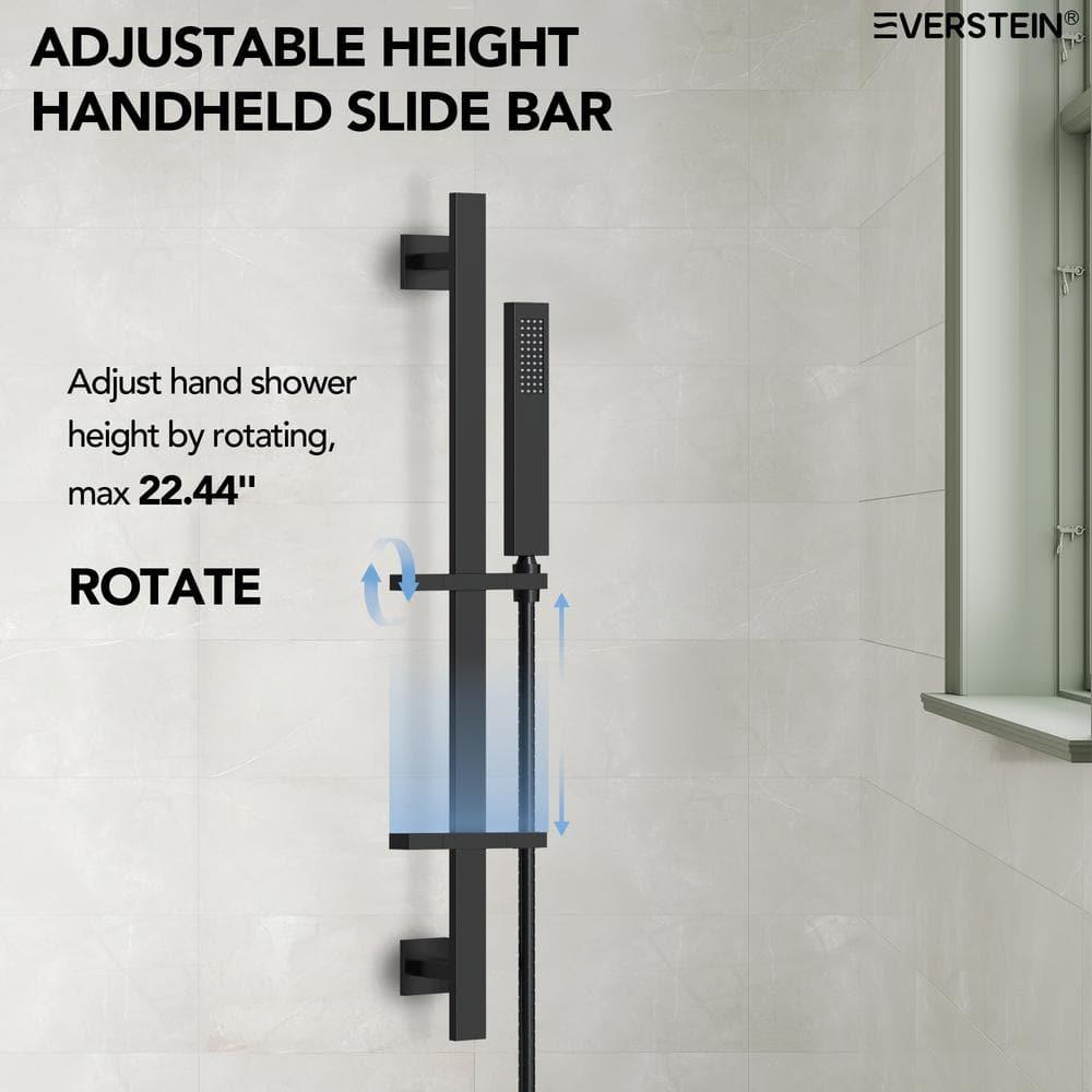 DualJetSpa 15-Spray Patterns 16" & 6" Dual Shower Head, Shower FaucetSystem with Thermostatic Rough-in Valve and Body Jets