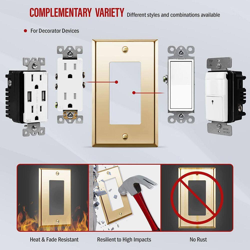 Enerlites No Subject 1 - Gang Rocker Standard Wall Plate (Set of 3)