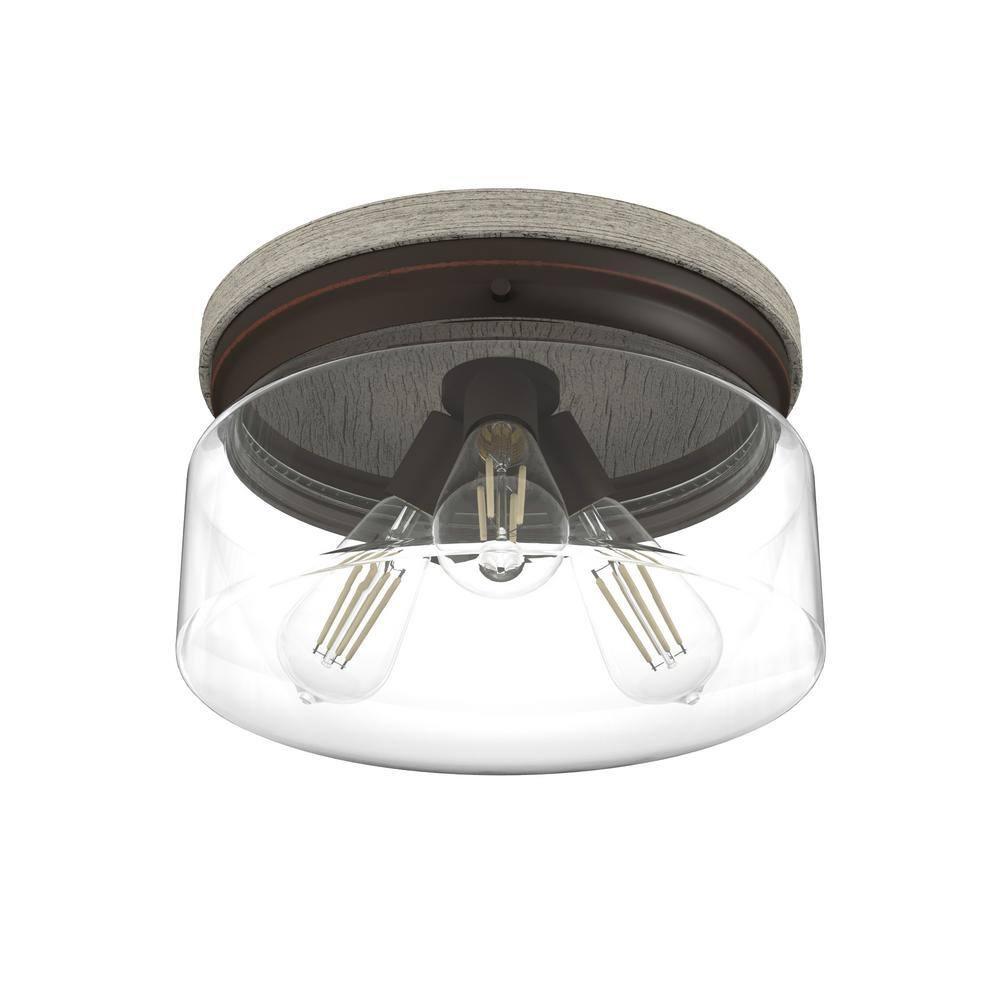 Hunter Fan Hunter Devon Park Onyx Bengal And Barnwood 3 Light Flush Mount Ceiling Light Fixture